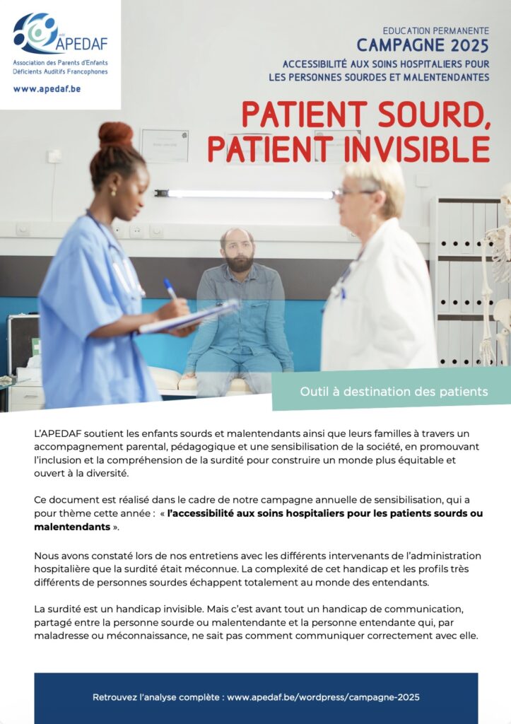 Outil patient sourd ou malentendant